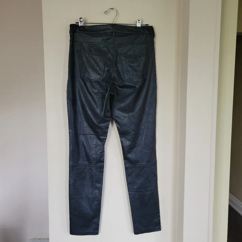 7 For All Mankind Faux Leather Black Moto Pants - Picture 7 of 10